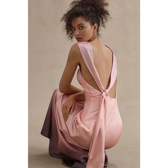 Significant Other Lana Cowl-Neck Tie-Back Satin Maxi Dress Size 8 - Picture 3 of 11